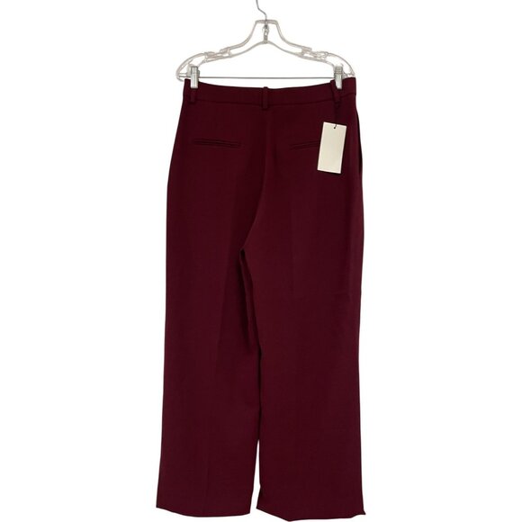 Zara ZW Womens Pants Large L red Burgundy High Waist Straight Leg 2244/119 NWT - Picture 4 of 15